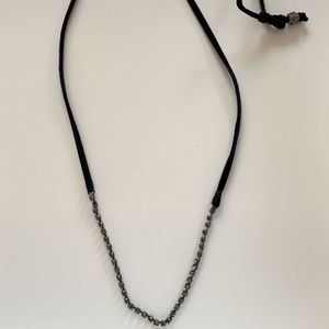 Blue velvet Necklace with diamond beading
